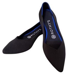 Rothy's The Point Solid Black Ballet Flat Shoes Women's Size 6.5 Pointed Toe